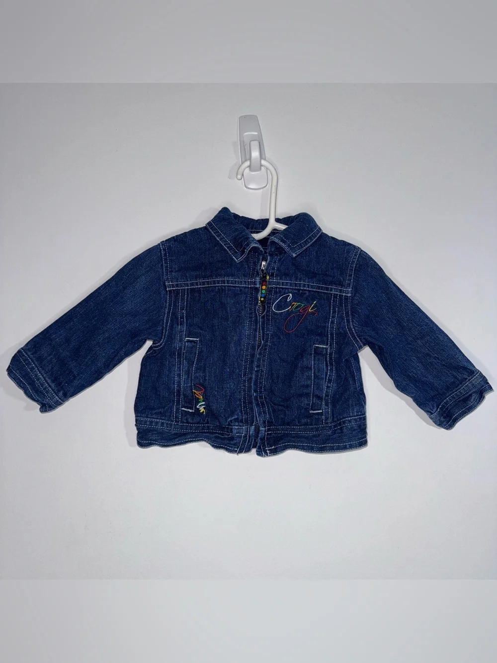Coogi Baby Denim Jacket 0-6M Rainbow Guitar Embroidered Jean Coat